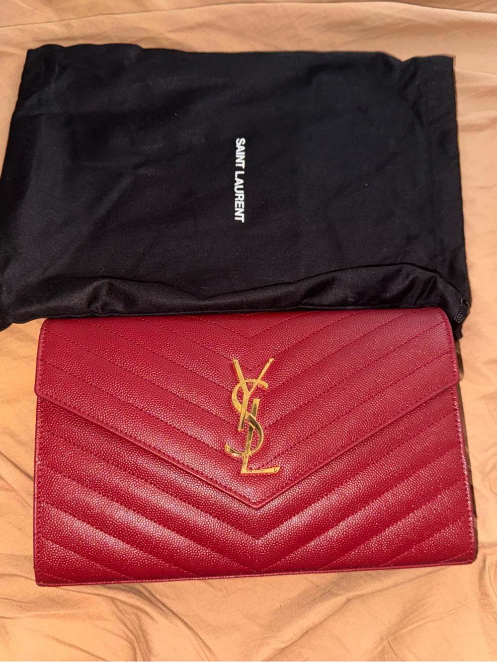 Saint Laurent Burgundy wallet on chain